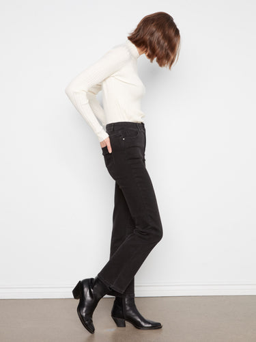Comfortable stretch denim in straight leg style for versatile wear by Charlie B.
