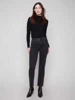 The five-pocket design enhances the practicality of these stylish charcoal jeans by Charlie B.