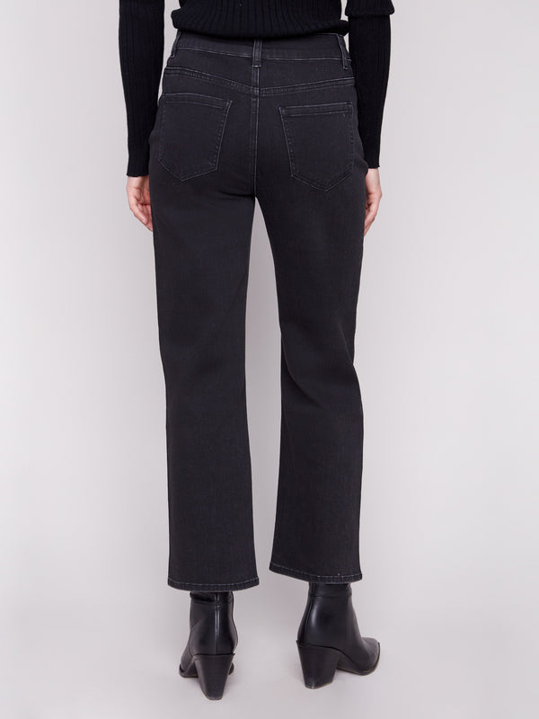 Designed with a regular rise, these charcoal jeans offer a classic five-pocket style by Charlie B.