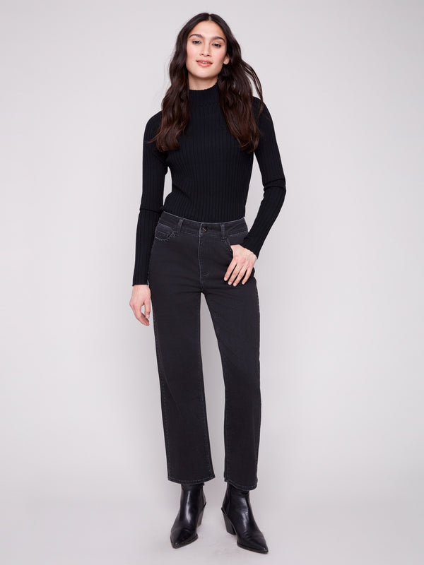 Crafted from stretch denim, these charcoal jeans ensure a comfortable fit and straight-leg design by Charlie B.
