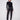 Black straight-leg jeans in a long length, featuring stretch denim for comfort by Charlie B.