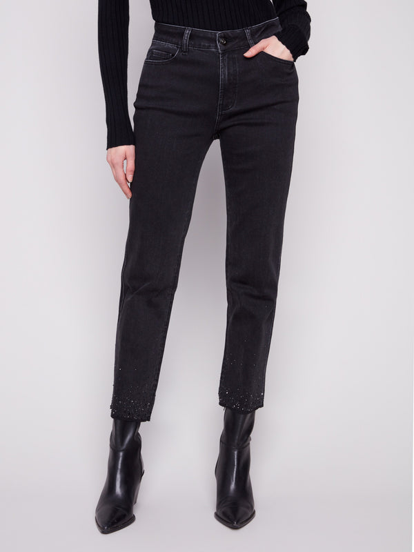 These jeans showcase a regular rise and five-pocket design, ideal for versatile styling by Charlie B.