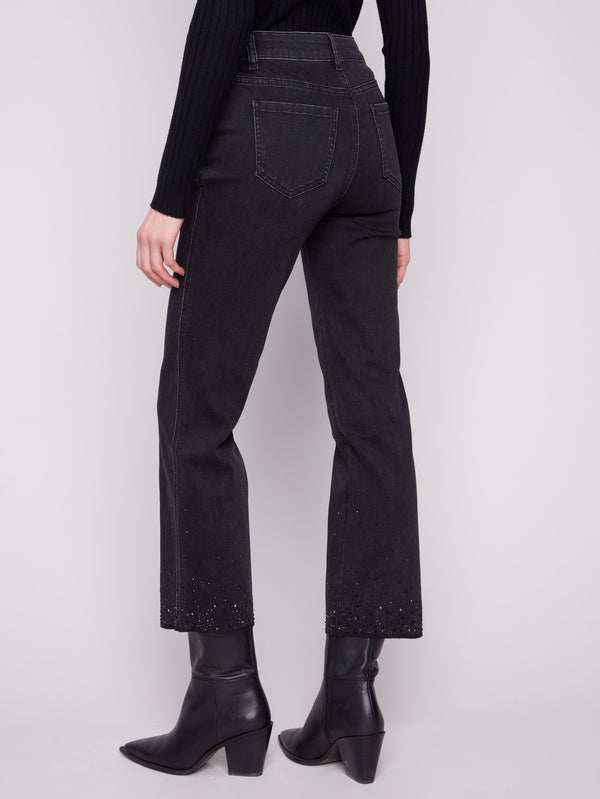 Crafted from stretch denim, these black straight-leg jeans ensure comfort and style by Charlie B.