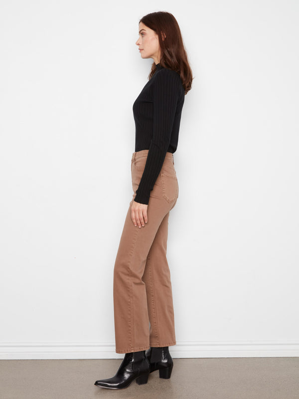 Pantalon à jambe droite en sergé - Truffe