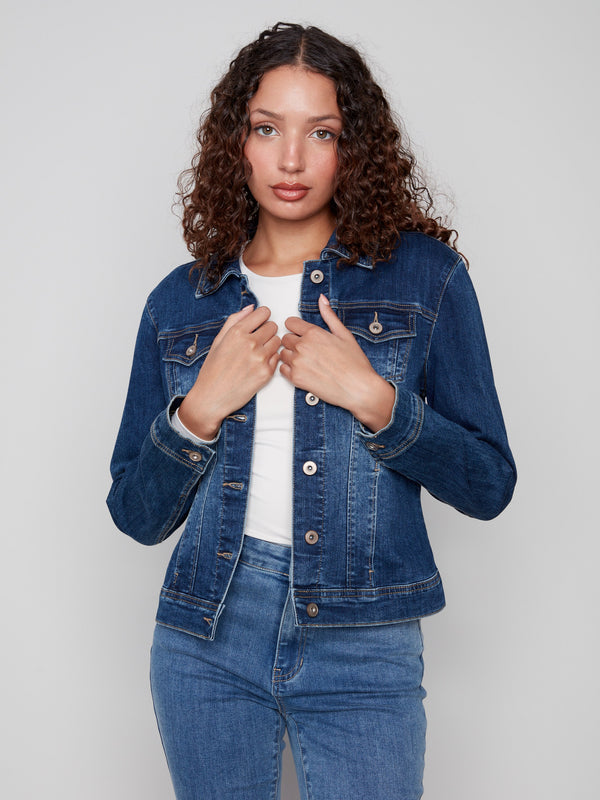 Denim jacket with a timeless spread collar and modern appeal by Charlie B.