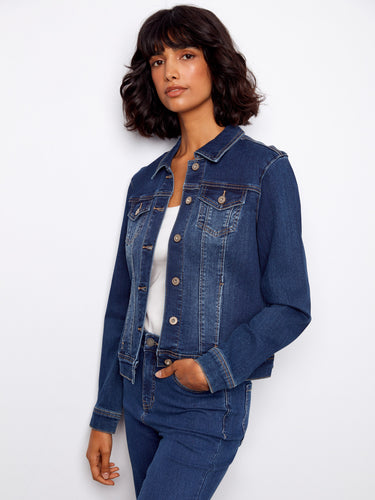 Featuring button-flap patch pockets, this denim jacket combines functionality and style seamlessly. Designed by Charlie B.