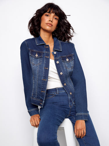 A chic addition to any outfit, this jacket showcases a refined shirt collar for added sophistication. Quality design by Charlie B.