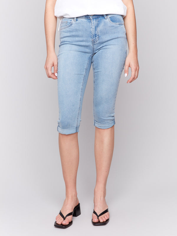 Slim fit pedal pushers made from premium stretch denim by Charlie B.