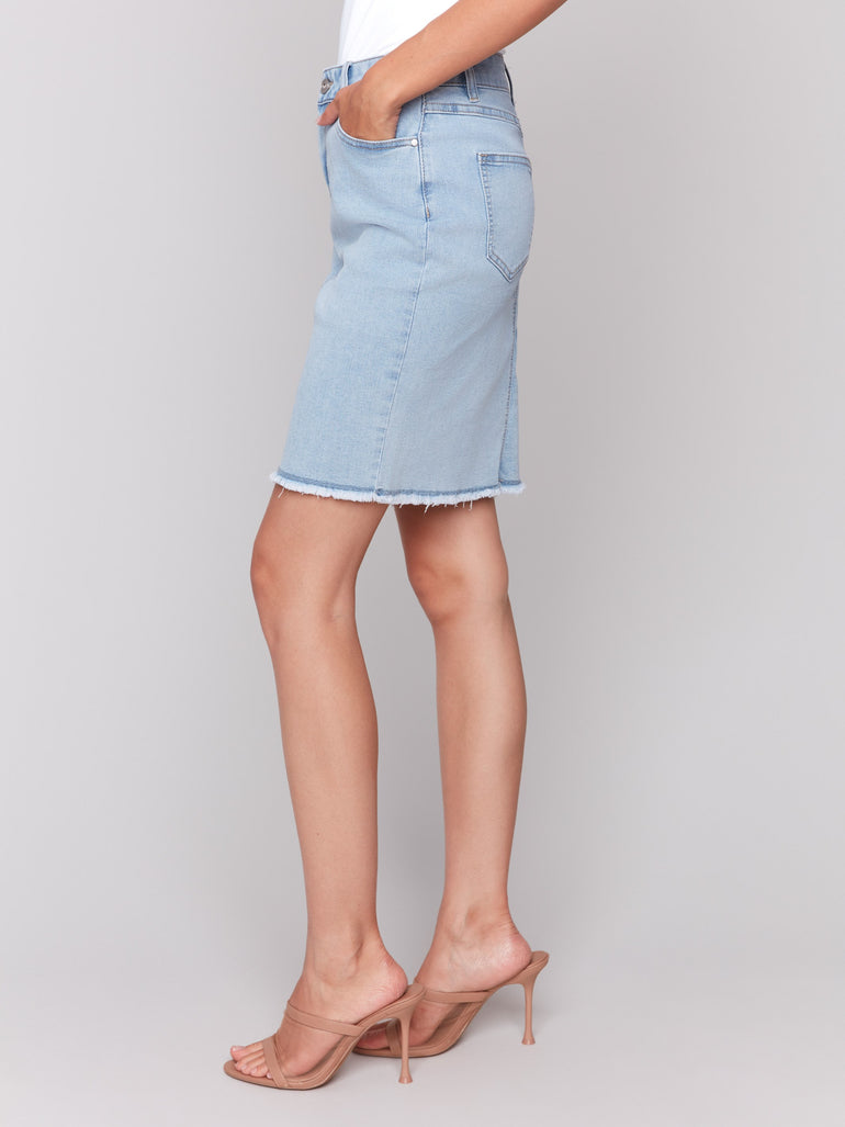 Charlie B Distressed Denim Jacket Bleach Blue