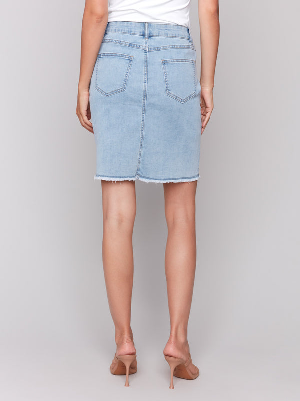 Regular rise bleach blue skort with modern appeal by Charlie B.