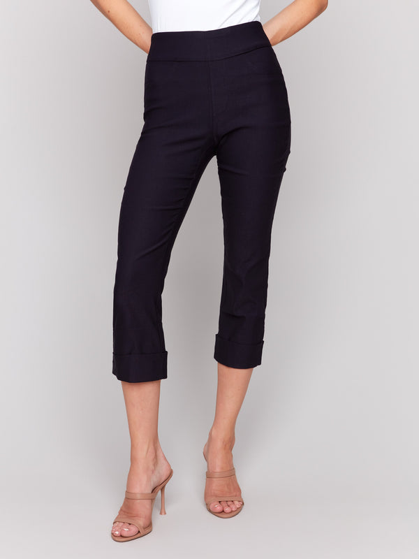 Chic navy capris featuring a cropped length for modern style by Charlie B.