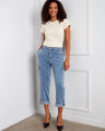 Crafted from stretch fabric, these jeans ensure ease of movement while maintaining their shape throughout the day. By Charlie B.
