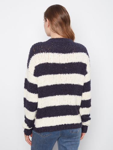 The soft knit texture of this striped sweater ensures all-day comfort and ease. By Charlie B.