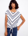 Striped top with a boat neckline, perfect for casual outings. Crafted from 100% cotton for comfort and style by Charlie B.