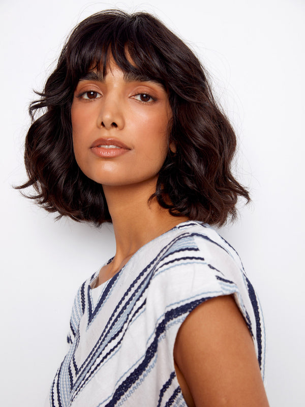 Blouse rayée en coton à nouer devant - Nuage