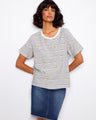 Striped t-shirt featuring a relaxed fit and charming floral embroidery accents by Charlie B.