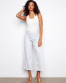 Flare fit striped pants with front and back patch pockets, crafted in stretch twill fabric for comfort by Charlie B.