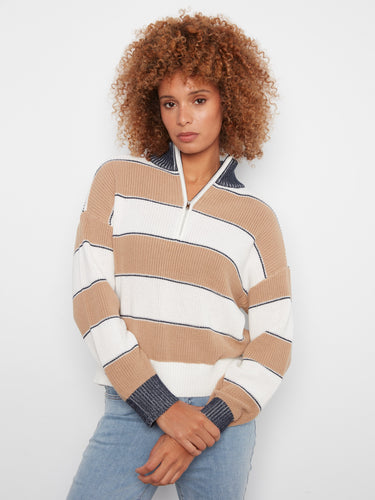 Striped sweater with contrasting collar and cuffs, adding a chic touch to the relaxed fit by Charlie B.