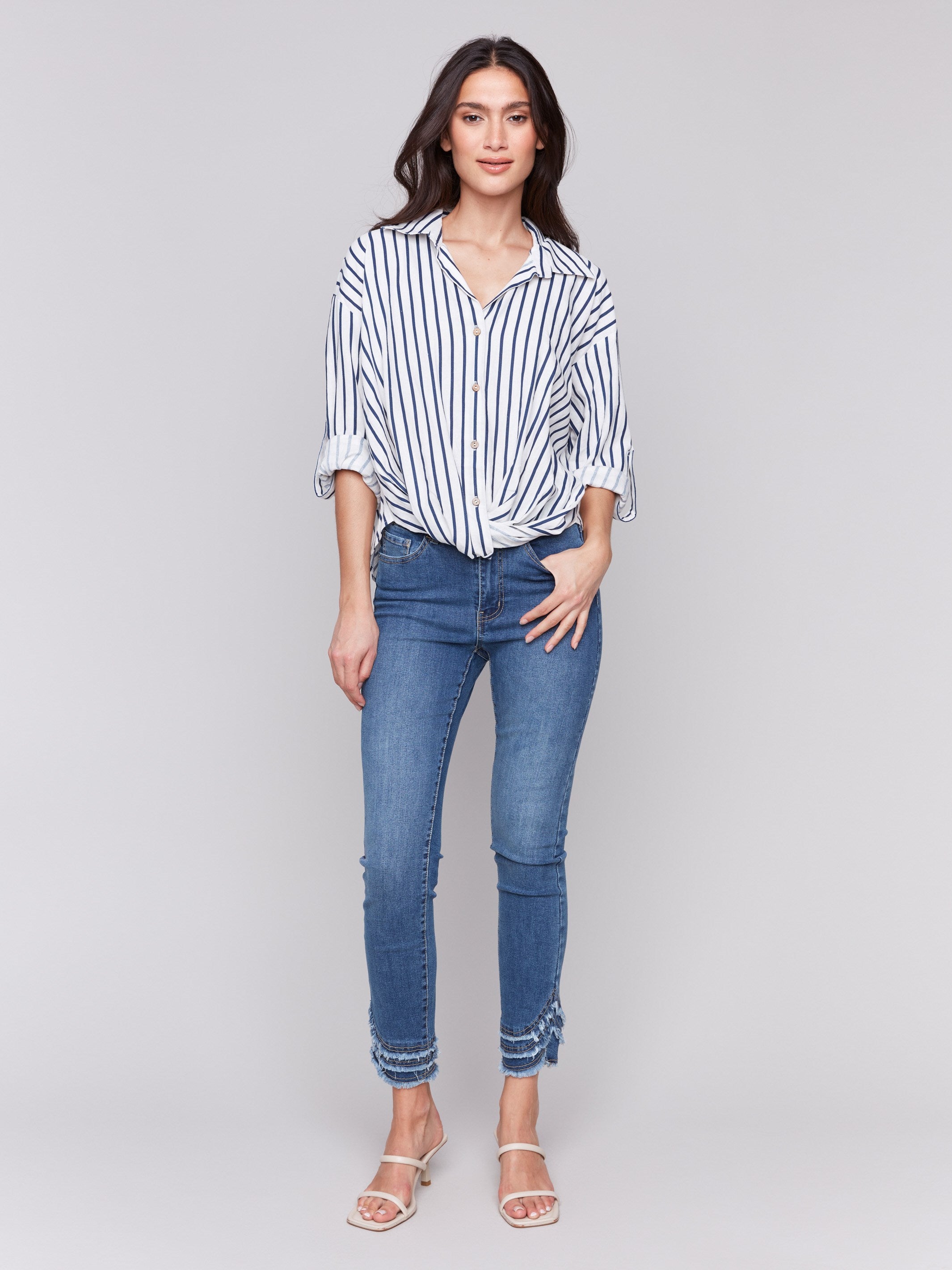 Stylish linen blend with a classic collar design by Charlie B.