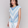 Boatneck striped blouse with a chic design by Charlie B.