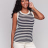 Striped sleeveless sweater with crew neckline by Charlie B.