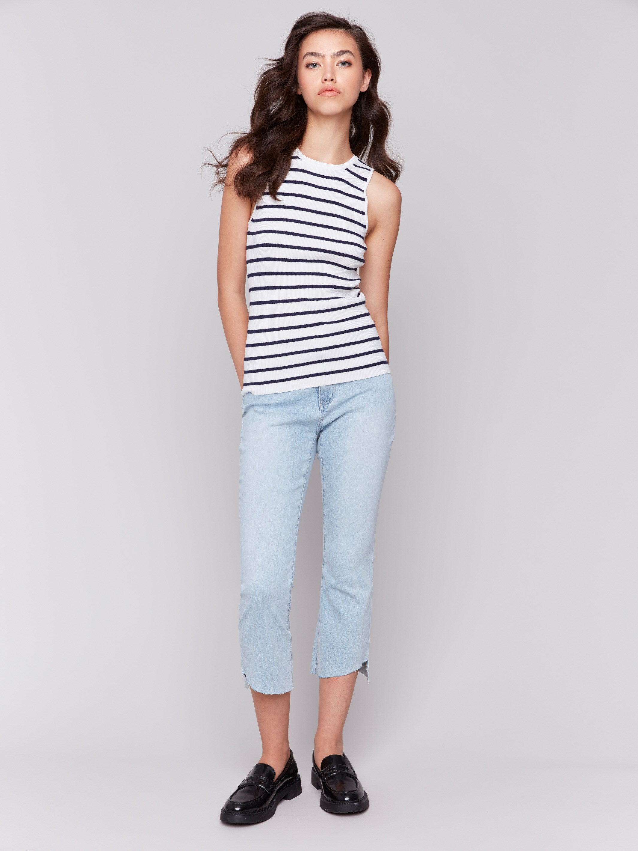 Rib knit top featuring a crew neckline by Charlie B.