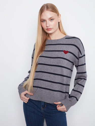 Striped sweater featuring a crew neck design, perfect for casual outings by Charlie B.