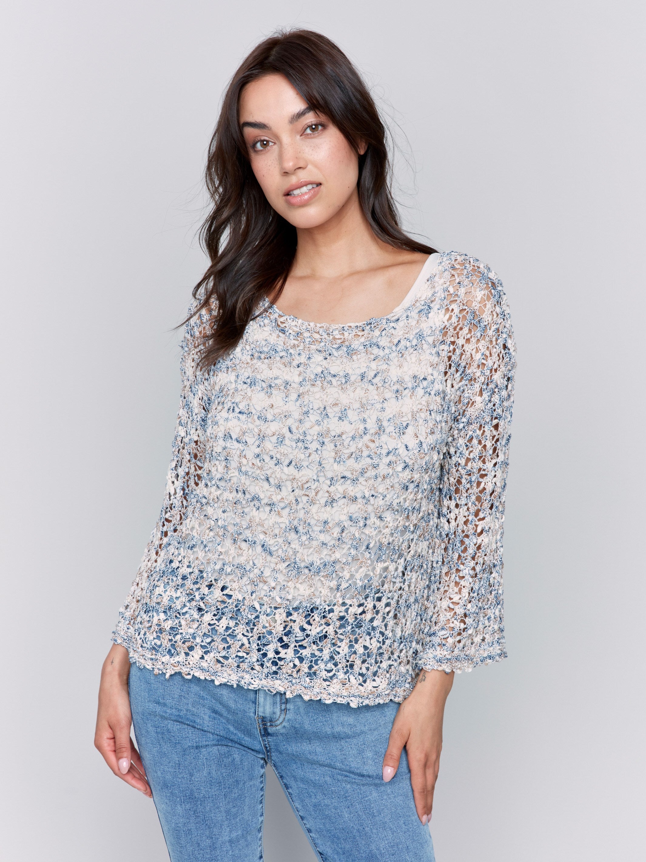 Denim sweater featuring a relaxed fit by Charlie B.