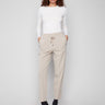 Greige slim-leg techno pants feature a relaxed fit and pull-on style, perfect for casual wear by Charlie B.