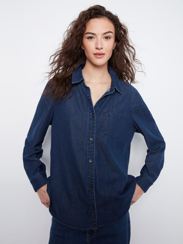 Chemise boutonnée en Tencel - Indigo