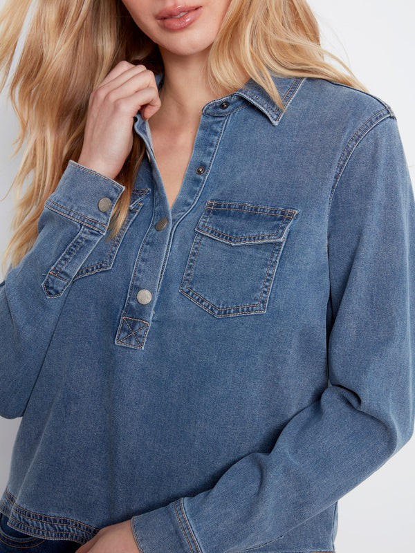 Chemise en denim tencel - Bleu Moyen