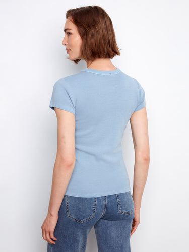Experience the perfect blend of style and comfort with this semi-fitted ribbed texture tee. By Charlie B.