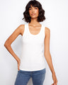 White ribbed tank top with wide straps, perfect for a casual look by Charlie B.