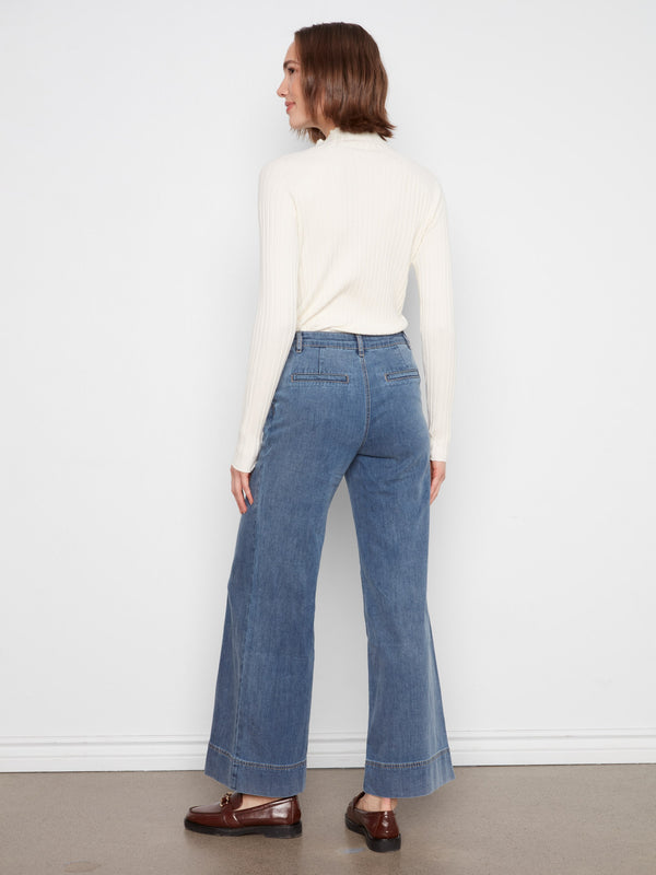 Tencel Wide Leg Pants - Medium Blue