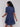 Short sleeve navy dress crafted in linen blend by Charlie B.