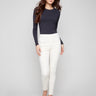 Skinny fit twill pants with a modern look, featuring two front mock pockets for style by Charlie B.