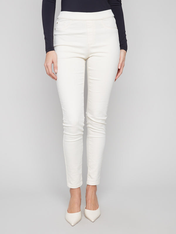 Long length pants crafted from stretch twill material, offering flexibility and ease by Charlie B.