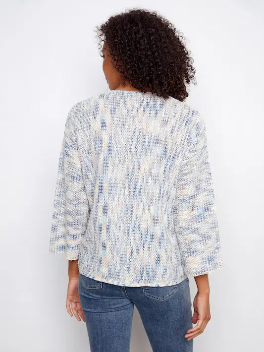 V-Neck Crochet Sweater - Mist