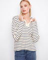 Striped navy and white hoodie featuring a stylish high-low hem, perfect for casual outings by Charlie B.