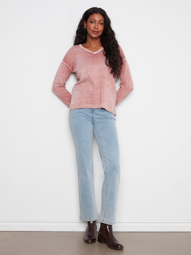 Truffle sweater showcasing stylish drop shoulders and a soft cotton-blend knit by Charlie B.