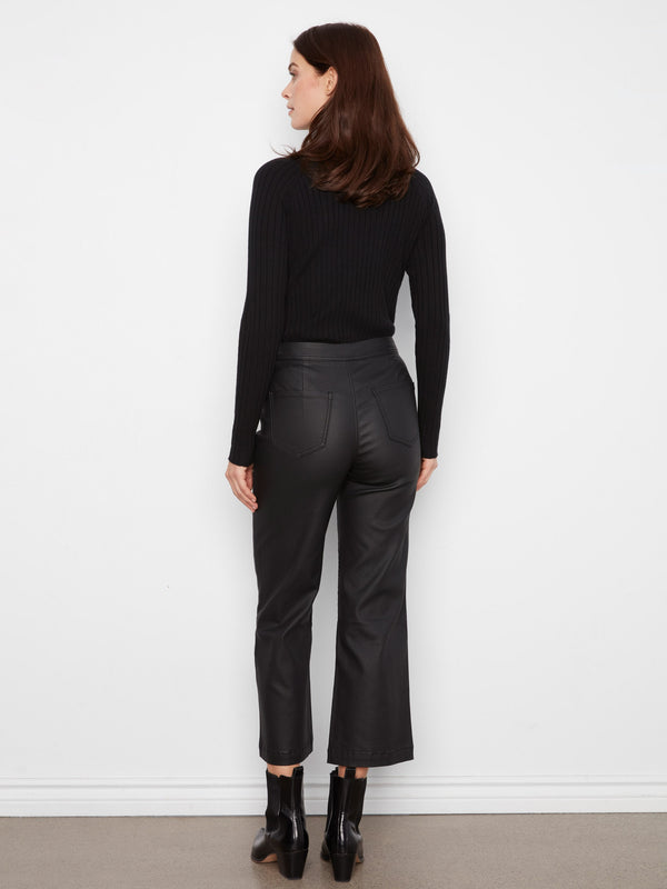 Waxed Twill Flare Pants - Black