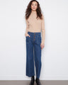 Wide leg jeans in stretch denim with a chic button closure, perfect for any casual outing. By Charlie B.