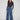 Blue wide-leg jeans featuring a long length and elegant floral jacquard design, perfect for stylish comfort by Charlie B.