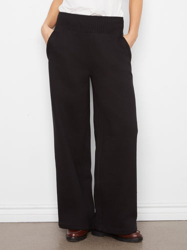 Taupe wide-leg French terry pants crafted from a soft cotton blend, ensuring all-day ease by Charlie B.
