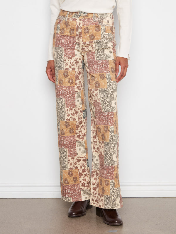 Pantalon imprimé en sergé à jambe large - Édredon