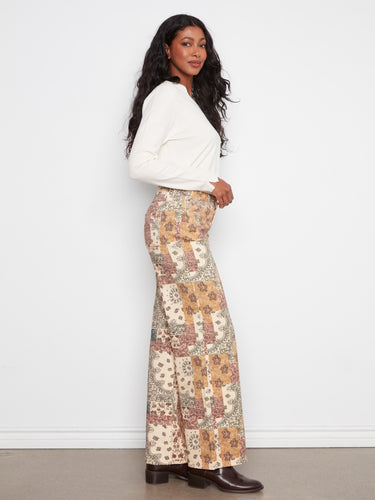 Crafted with stretch twill fabric, these pants offer a regular rise and unique bandana pattern for everyday wear by Charlie B.