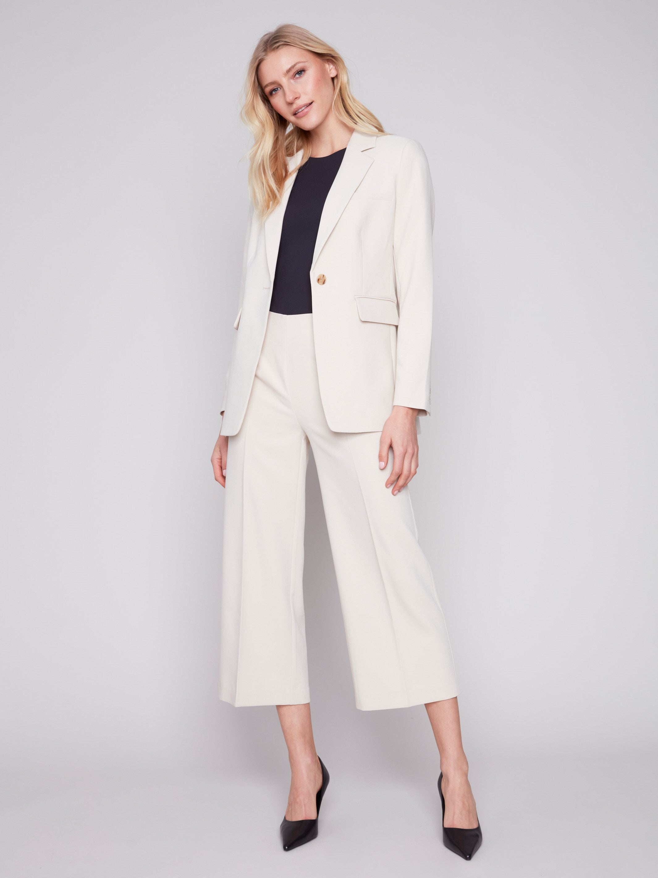 Blazer with Ruched Back - Beige - Charlie B Collection Canada - Image 2