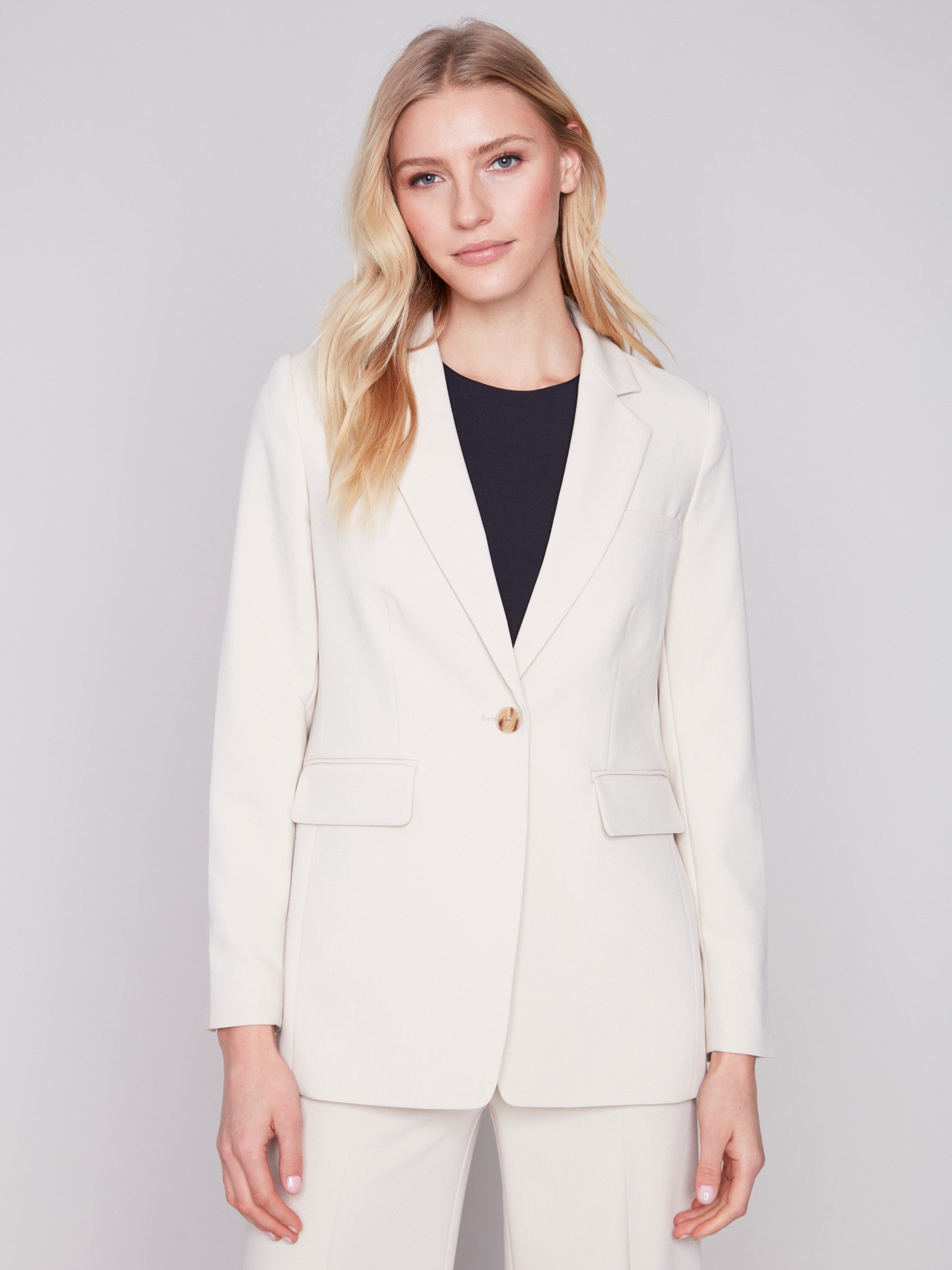 Blazer with Ruched Back - Beige - Charlie B Collection Canada - Image 4