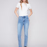 Bootcut Jeans with Asymmetrical Hem - Light Blue - Charlie B Collection Canada - Image 1