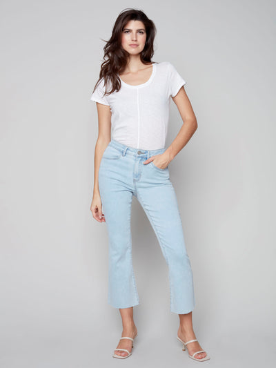 Bootcut Jeans with Raw Hem - Bleach Blue - C5403 Charlie B Collection Canada